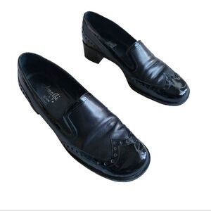 𝅺AMALFI BY RANGONI Black Low Heel Leather Slip On Loafer